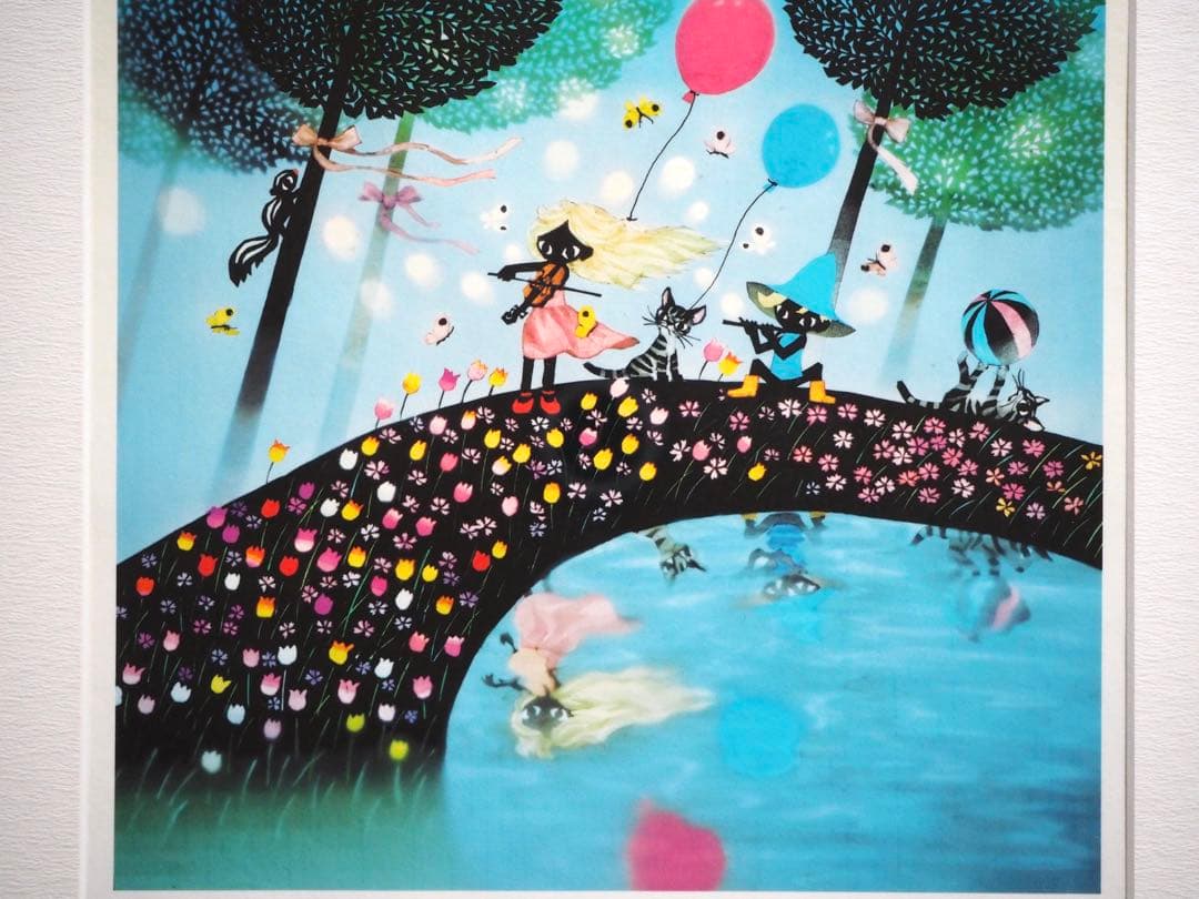 真作■藤城清治 四季のメルヘン 春 春のデュエット 直筆サイン■版画 絵画