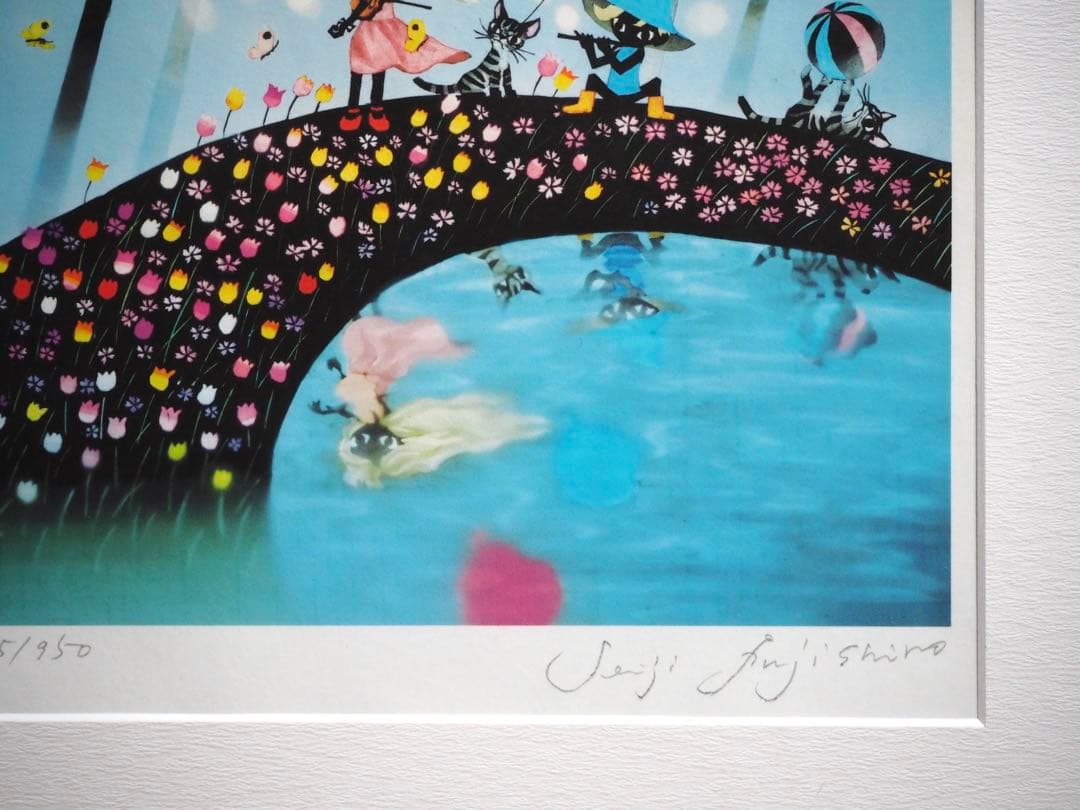 真作■藤城清治 四季のメルヘン 春 春のデュエット 直筆サイン■版画 絵画