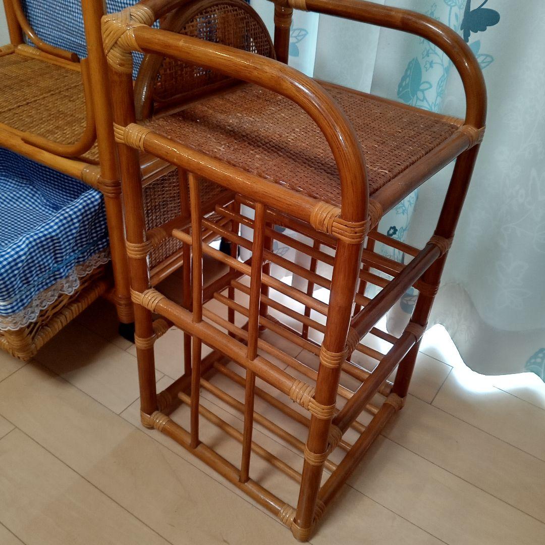 昭和レトロ アーチ型 ラタンハンガーラック 籐家具 古家具 スリッパラック