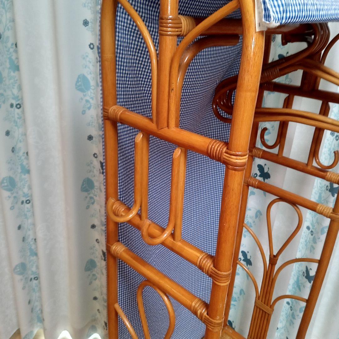 昭和レトロ アーチ型 ラタンハンガーラック 籐家具 古家具 スリッパラック