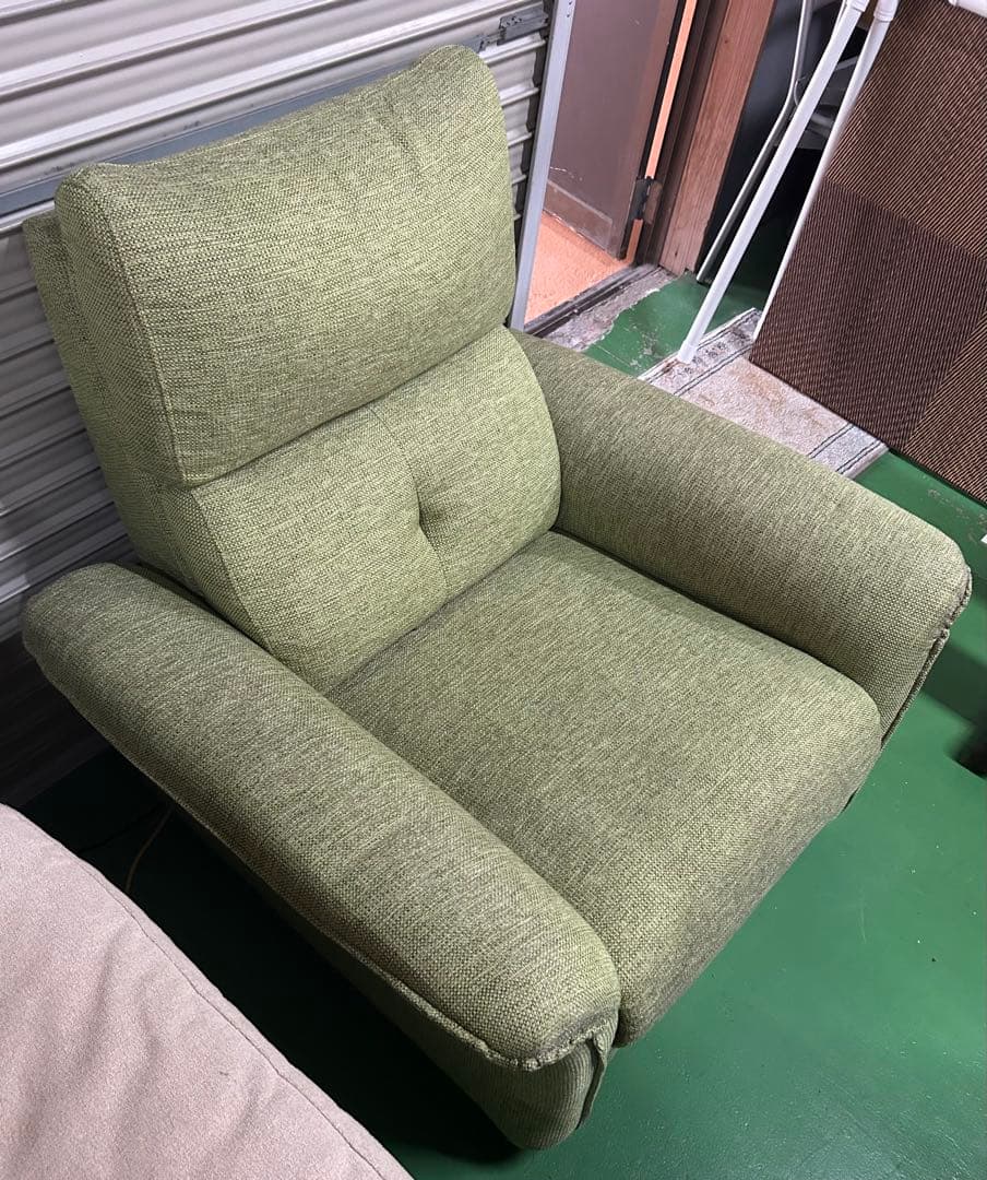 電動リクライニングソファ　グリーン　1人掛け