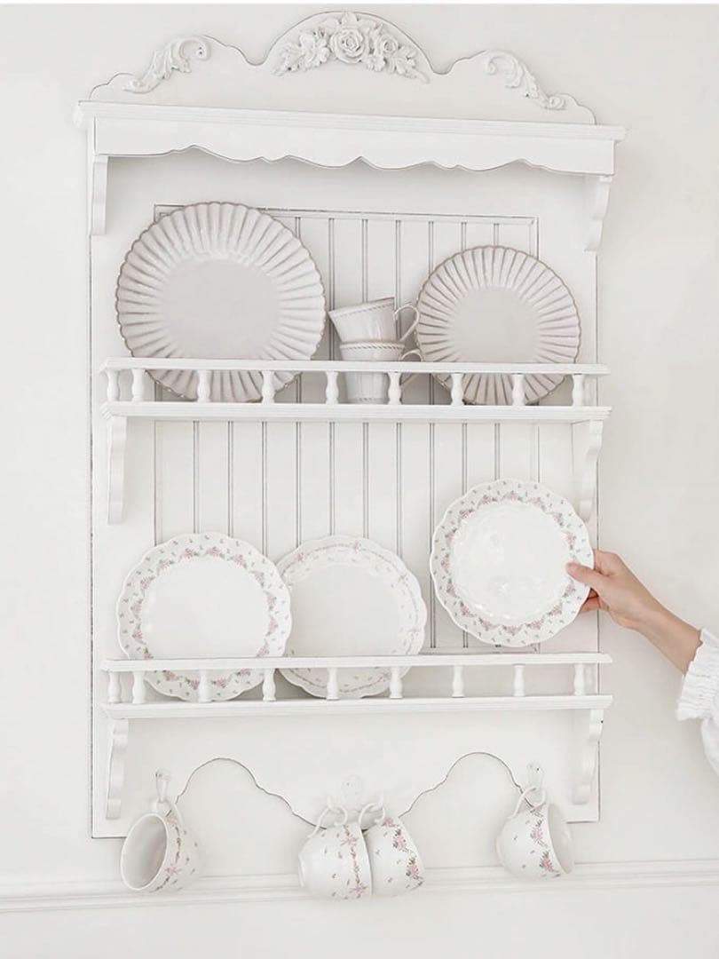 フレンチアンティークシャビー壁掛け シェルフ　モール　ワイド640