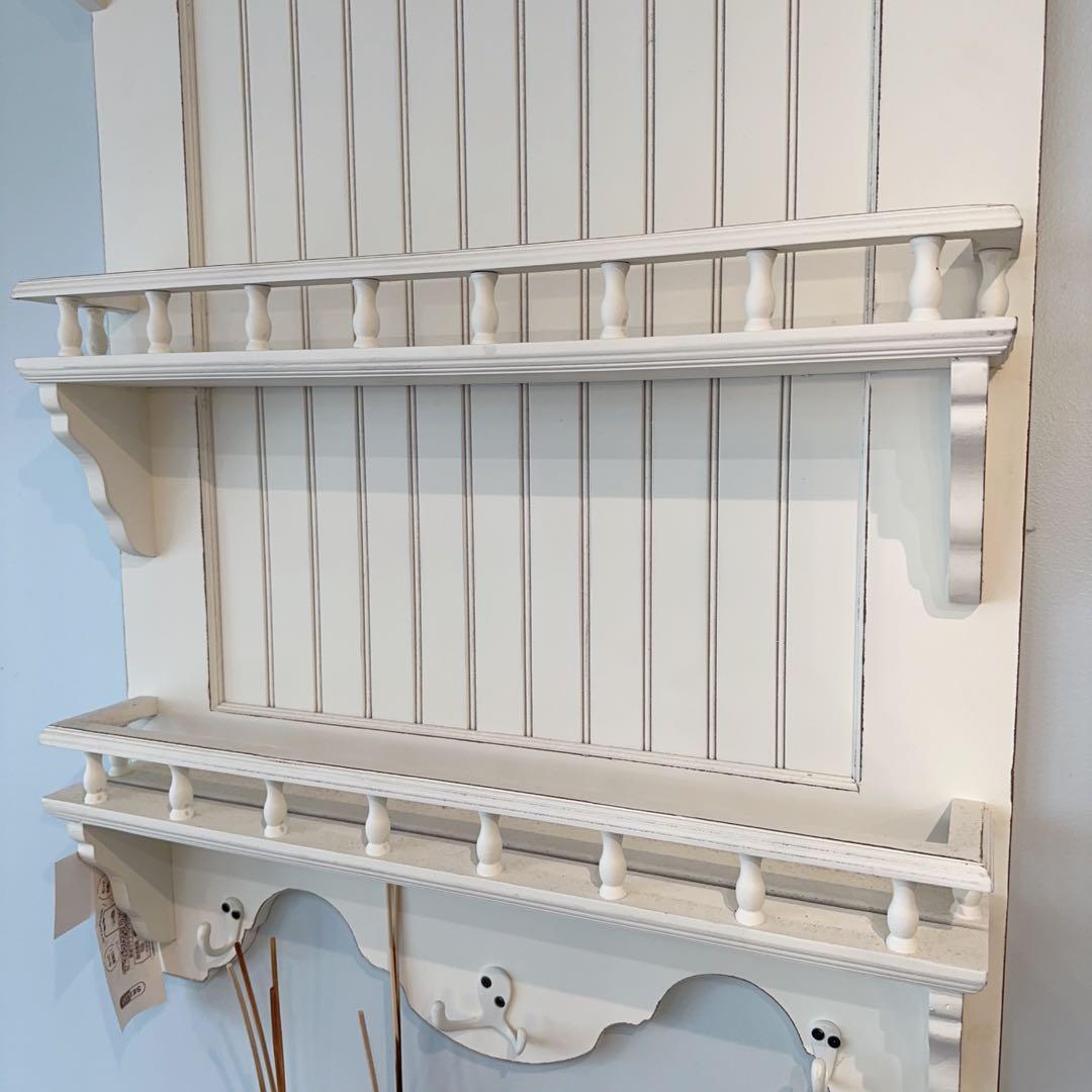 フレンチアンティークシャビー壁掛け シェルフ　モール　ワイド640