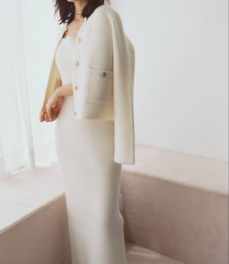 anuans カシミヤブレンドキャミソールニットワンピース