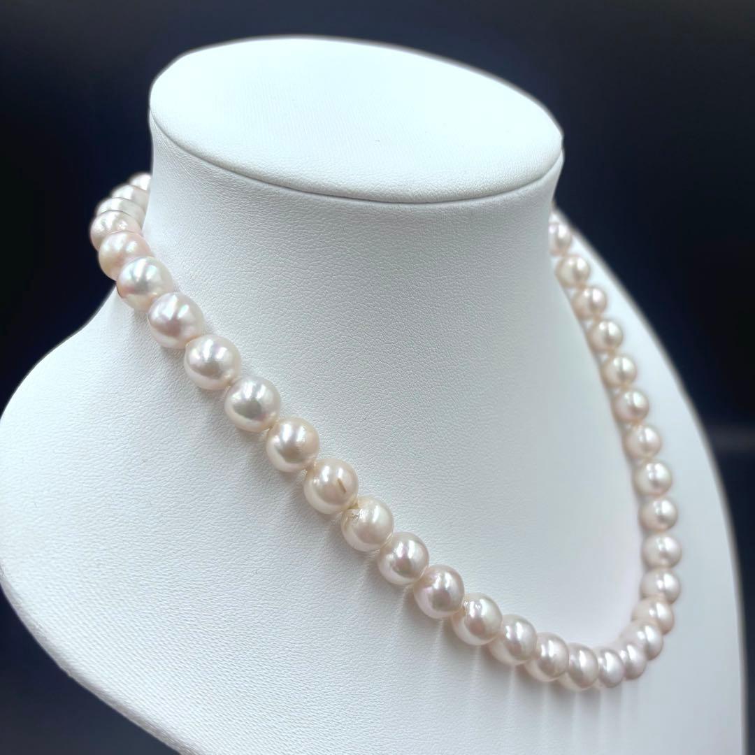 照り強✨干渉色◎超大珠9.5mmあこや本真珠 パールネックレス　冠婚葬祭