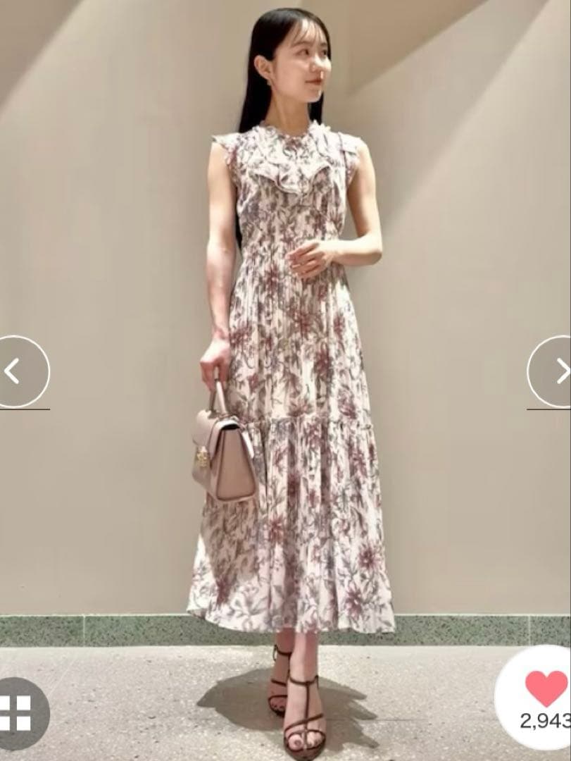 【専用】美品♡スナイデル　プリーツプリントワンピース　ピンクベージュ