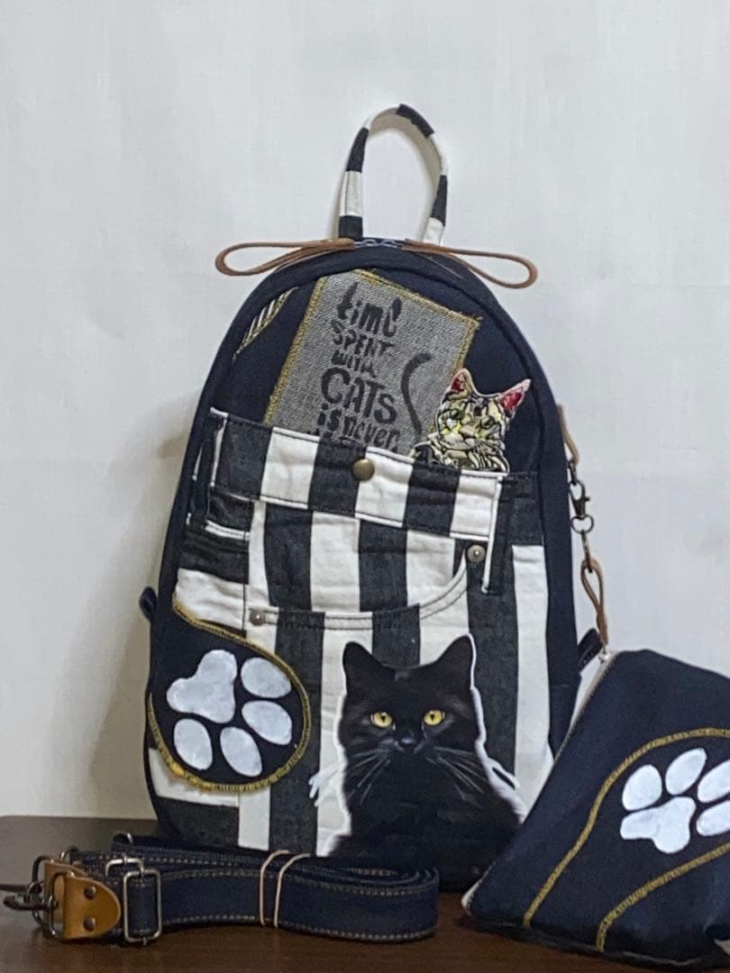 しいねちゃんページ　黒ネコ☆リュック対応☆ワンショルダーバッグ