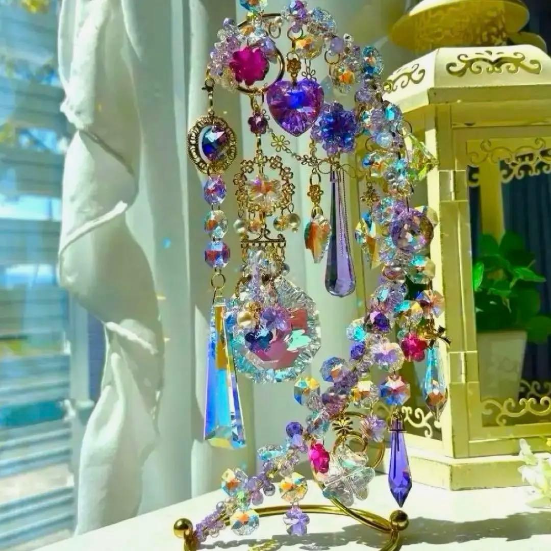 ちゃみブルーAB &バイオレットSWAROVSKI ✩.*サンキャッチャー