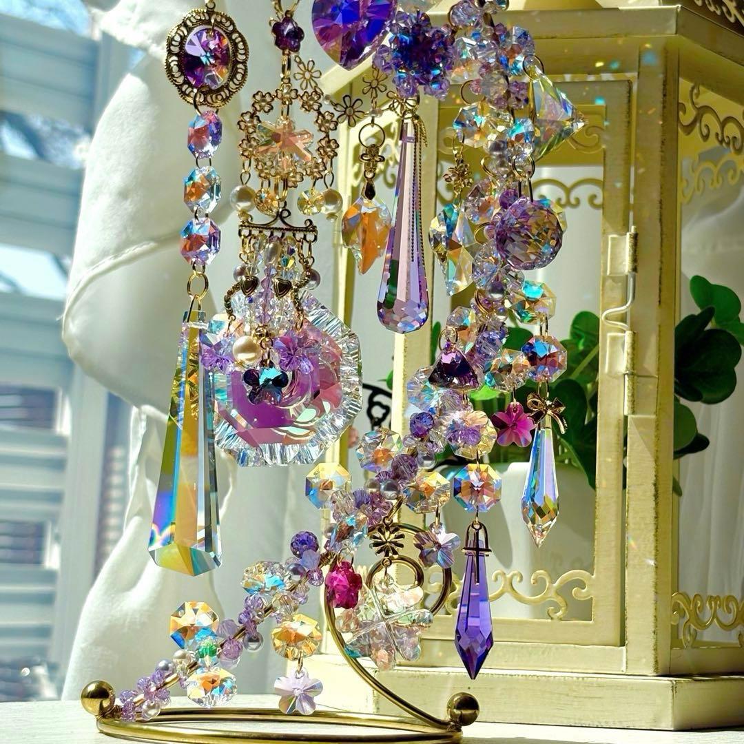 ちゃみブルーAB &バイオレットSWAROVSKI ✩.*サンキャッチャー
