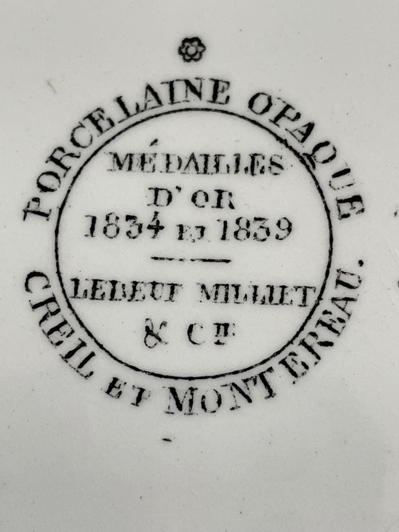 [希少]フランス アンティーク クレイユモントロー グリザイユ平皿Fanchon