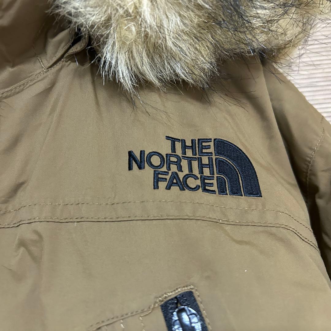 【ノースフェイス】ダウンジャケット モッズコート　こげ茶　フェイクファー刺繍H3