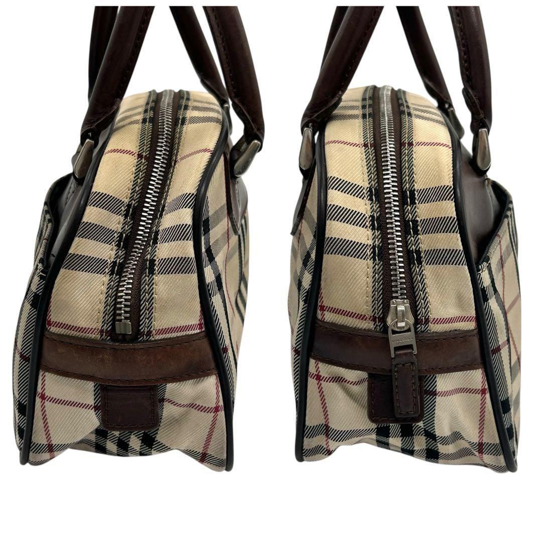 良品 1745 Burberry ハンドバッグ ノバチェック キャンバス レザー