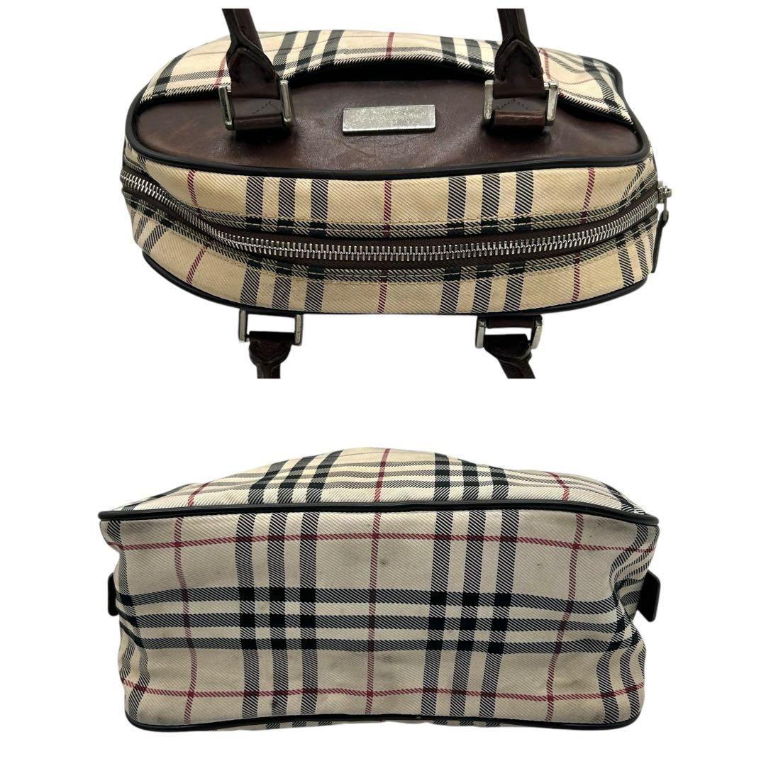 良品 1745 Burberry ハンドバッグ ノバチェック キャンバス レザー