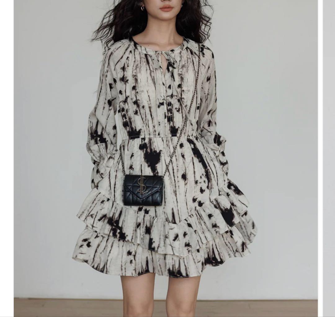 vastand ひざ丈ワンピース ラウンドネック ヴィンテージ ワンピース S