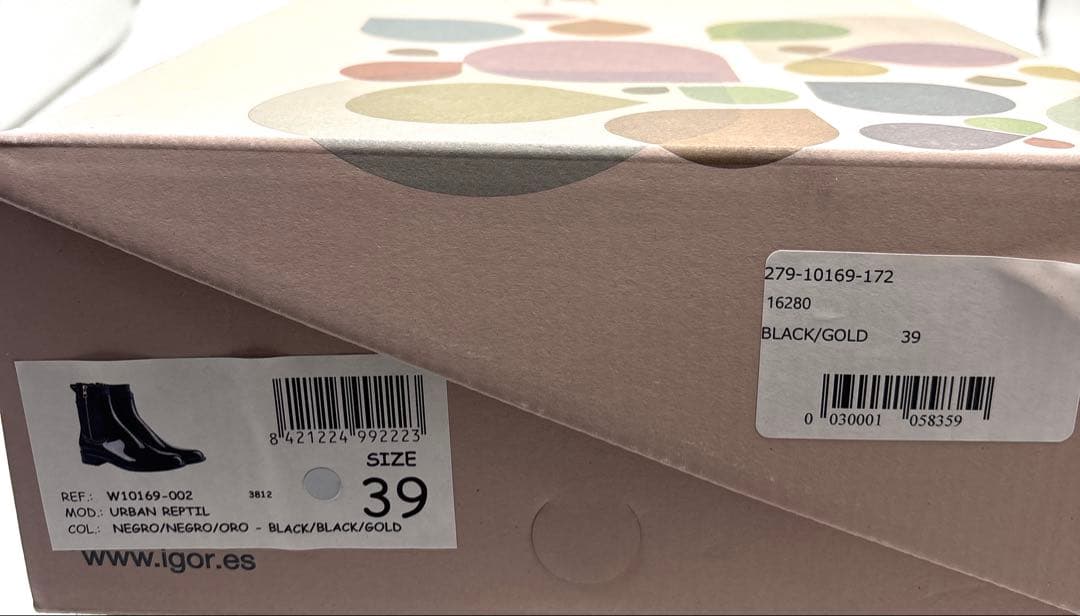 【完全未使用品】igor レインシューズ スペイン製39（25cm）ブラック箱