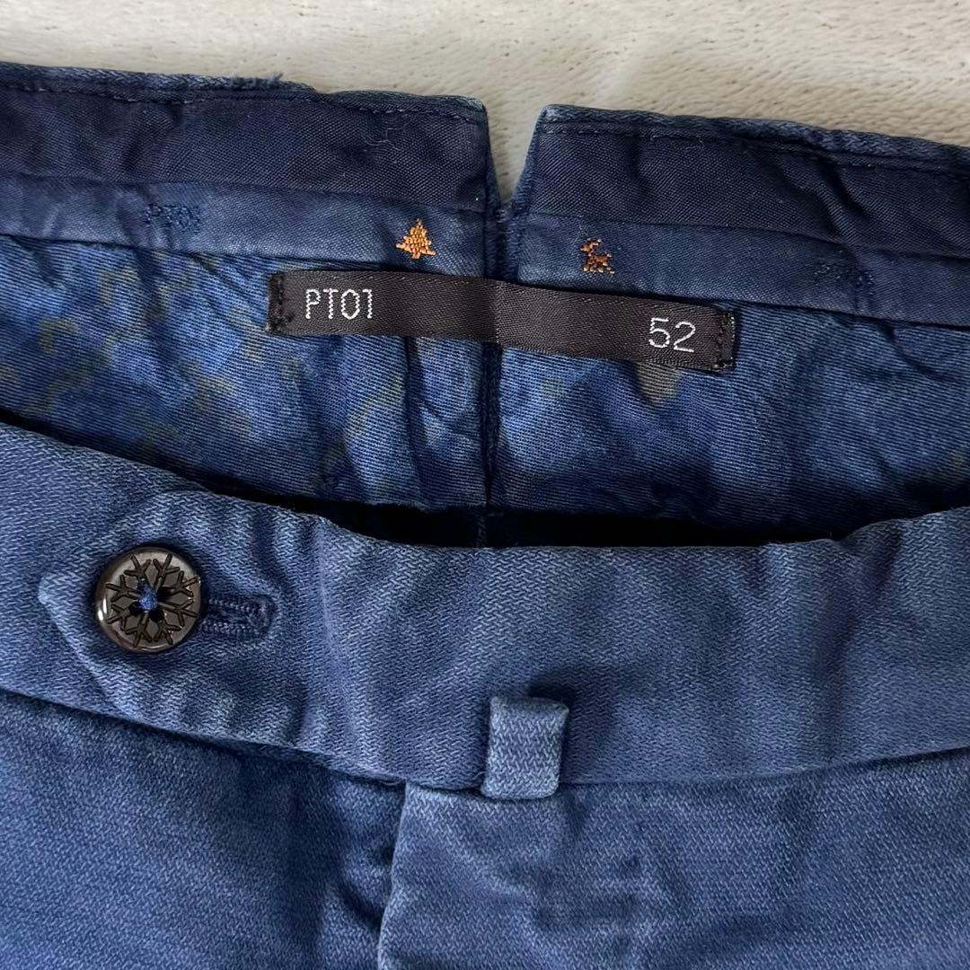 PT01 BEAMS F スリムフィット ストレッチ チノ ネイビー 52