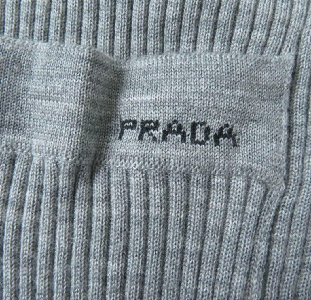 PRADA プラダ クロップド丈 半袖 ニット ポロシャツ グレー 36