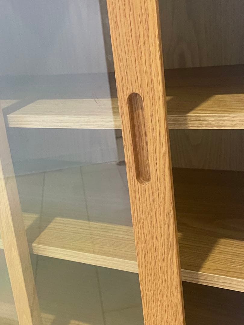 無印良品　ガラス扉食器棚(引戸)