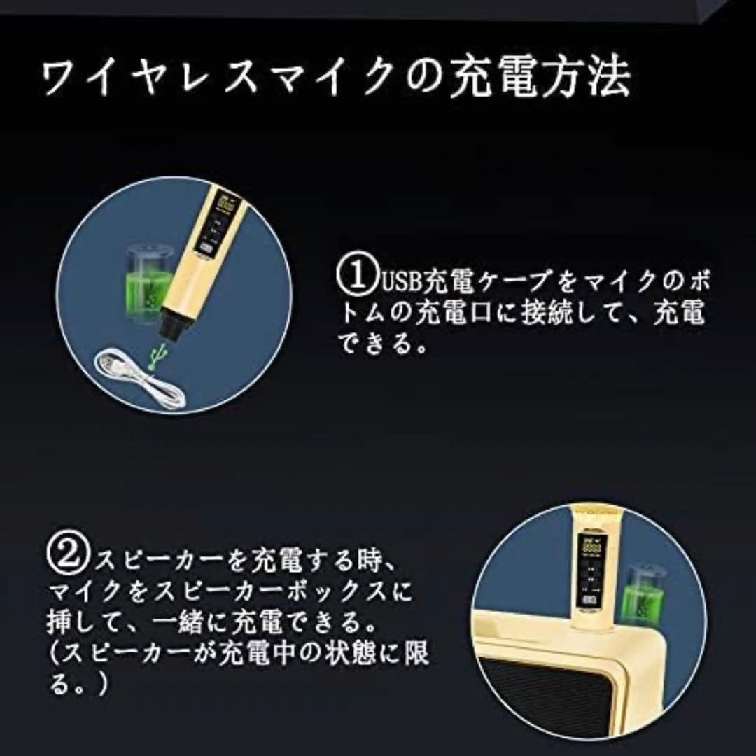 カラオケマイクカラオケマシンBluetooth  ワイヤレス  ゴールド