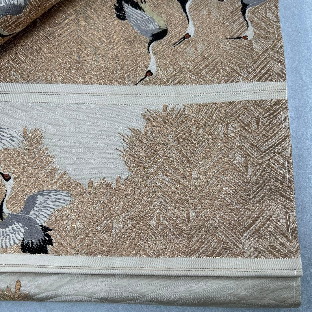 鶴模様の絹製丸帯0122