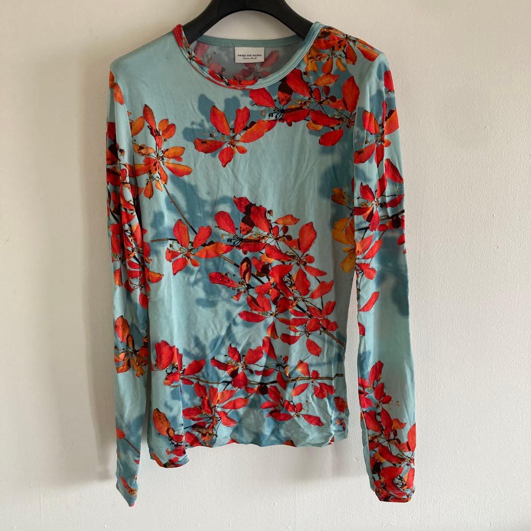 ドリスバンノッテン　ロンT 花柄　青