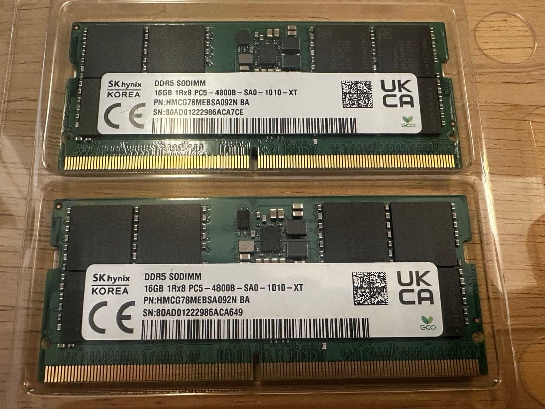 SK hynix DDR5 SODIMM 16GB x 2枚 PC5-4800B