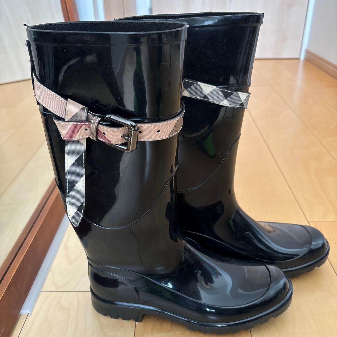 バーバリー　レインブーツ（レディス・黒・ サイズEU39）