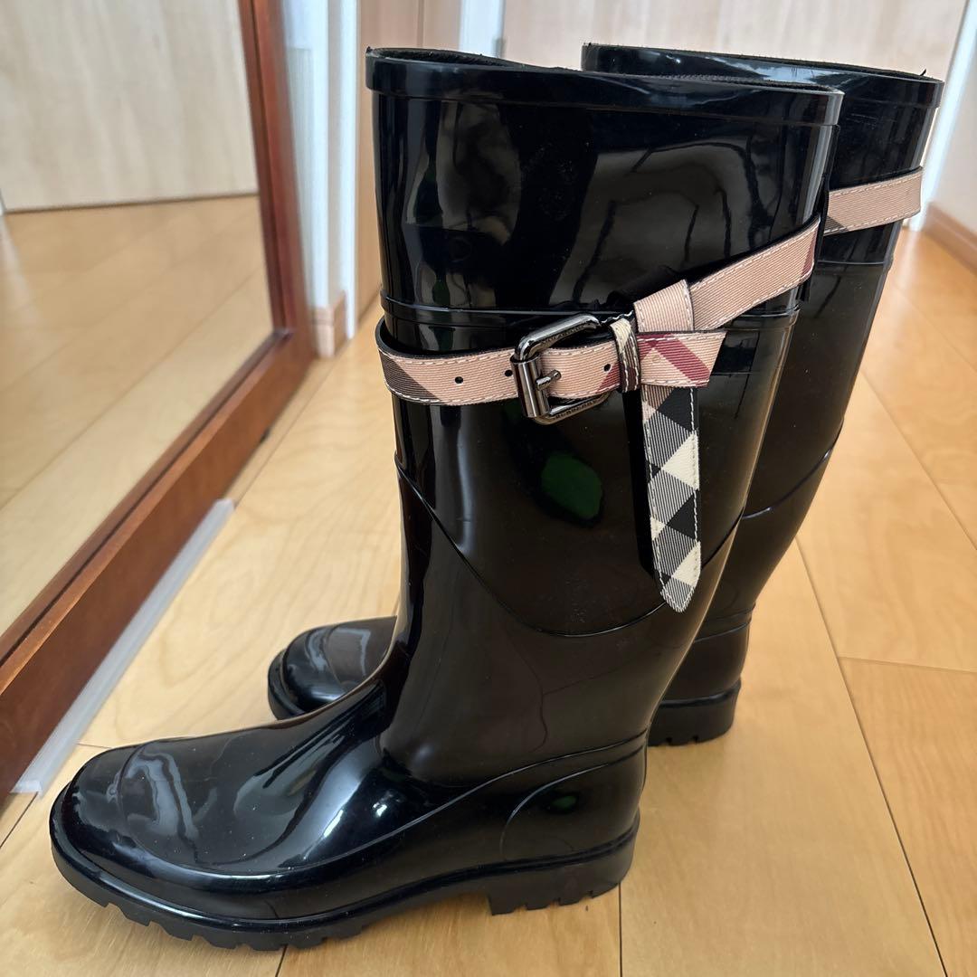 バーバリー　レインブーツ（レディス・黒・ サイズEU39）