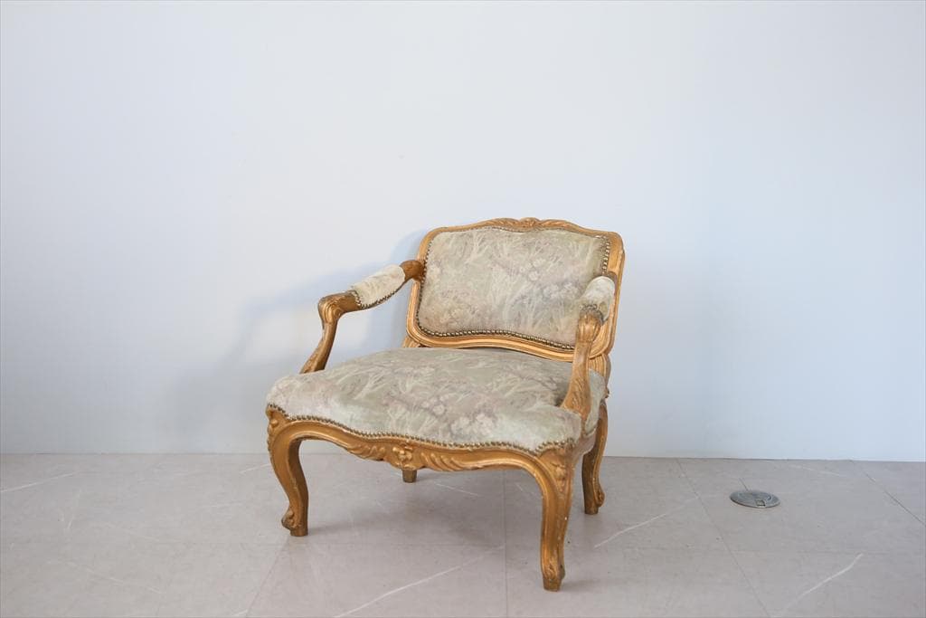 フランスアンティークアームソファ/サロンチェア/猫脚椅子イス(90-177-1)