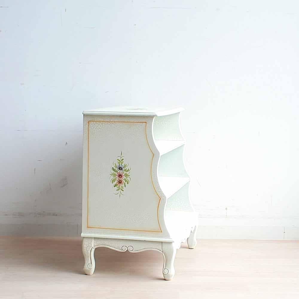 ロココ調 シューズラック 花ペイント 猫脚 白家具 姫系 ZR24186