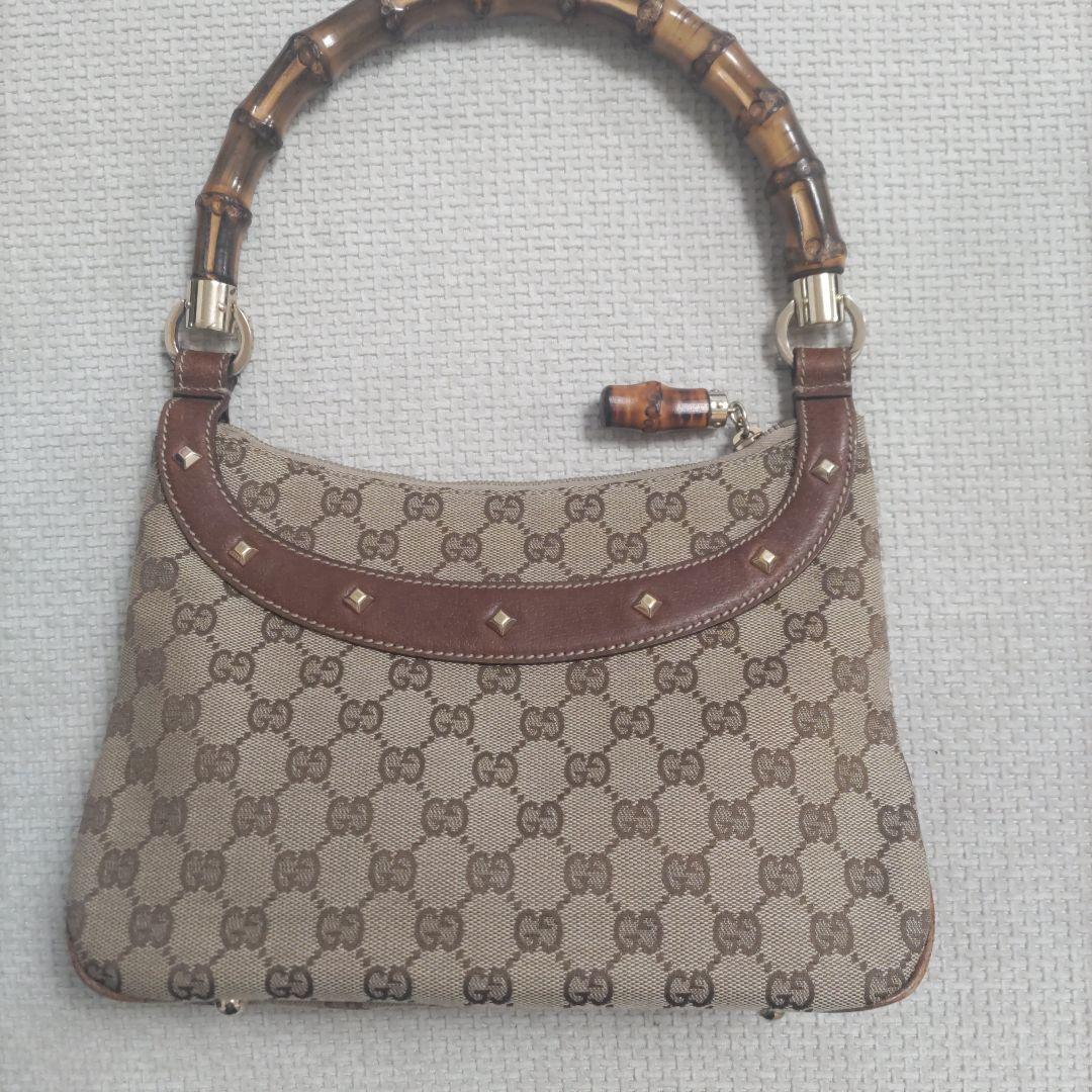 GUCCI GGパターン ハンドバッグ バンブーハンドル