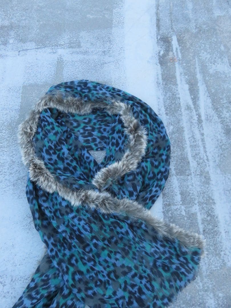 5351POUR LES HOMMES ヒョウ柄 ストール 豹 青アーカイブ