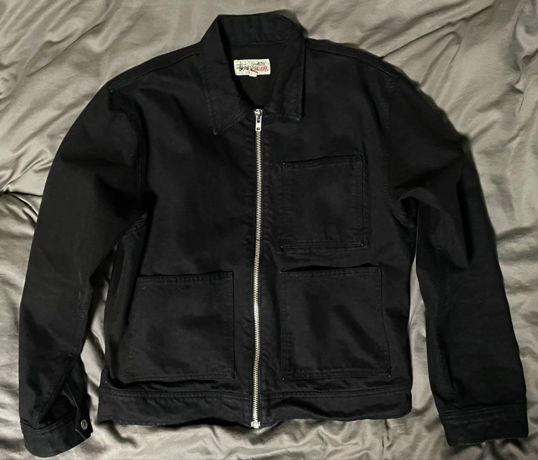 ジャケット・アウター stussy OVERDYED ZIP WORK JACKET BLACK M