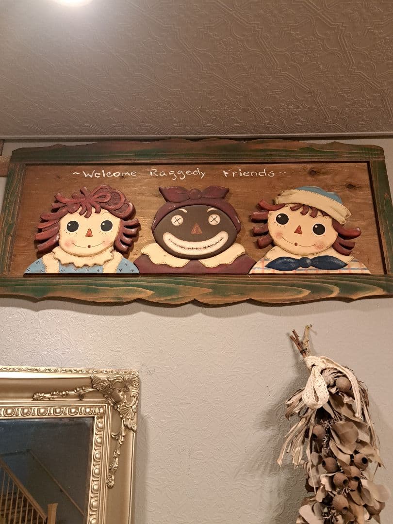 カントリー雑貨 ウエルカムボード 一点物 ラガディアン＆アンディ