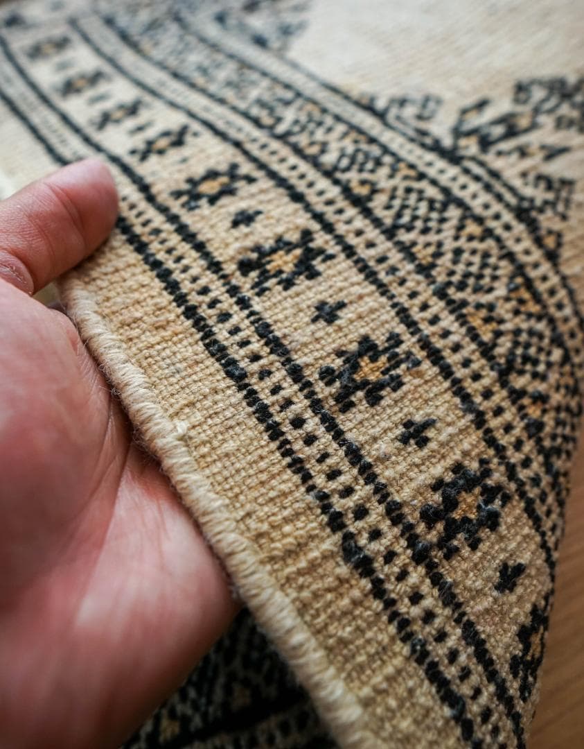 103×63cm トルクメン ボハラ手織りラグ パキスタン手織り絨毯 玄関マット