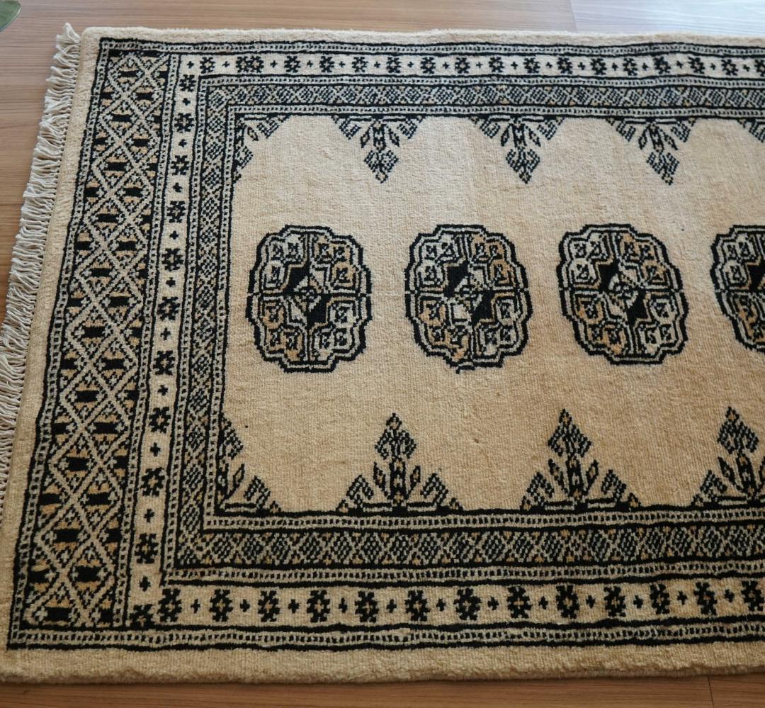 103×63cm トルクメン ボハラ手織りラグ パキスタン手織り絨毯 玄関マット