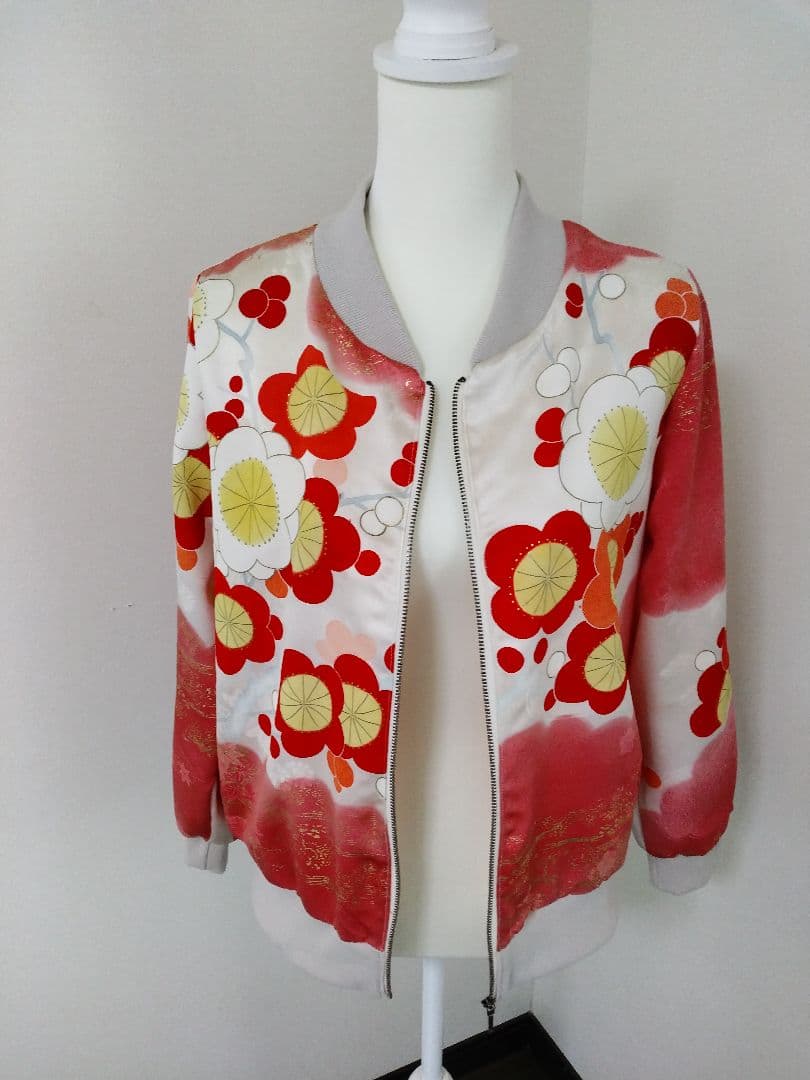 着物リメイク 振袖ブルゾン LL