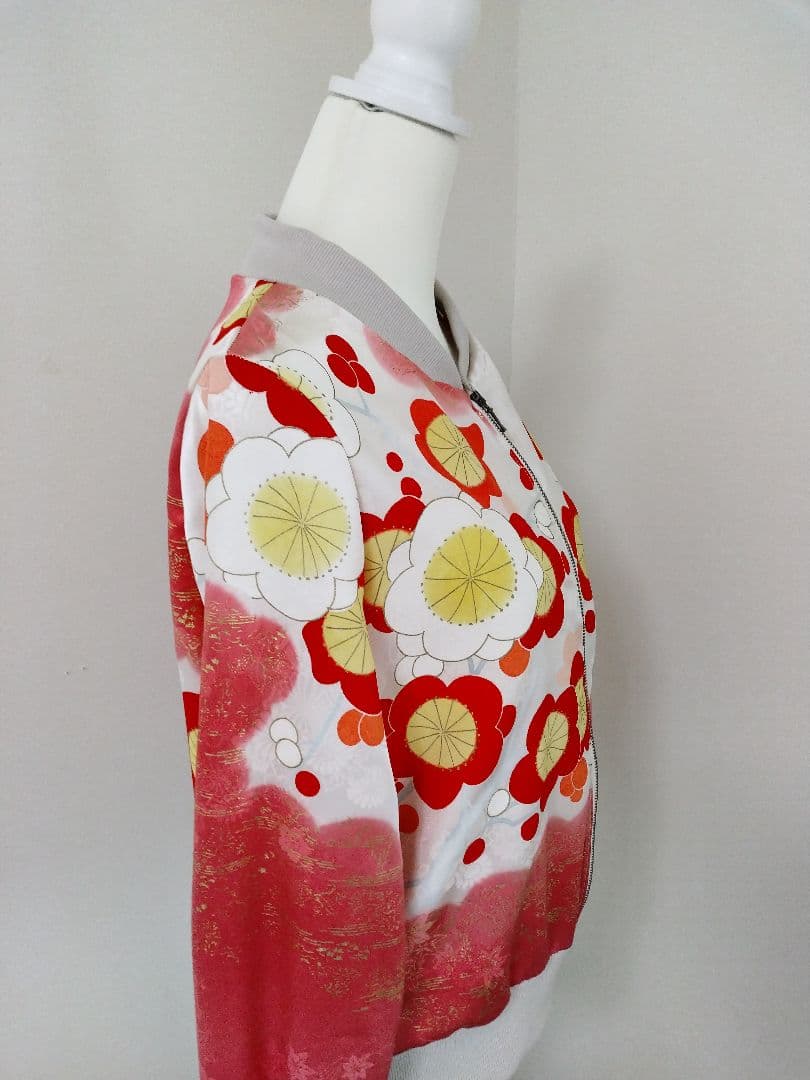 着物リメイク 振袖ブルゾン LL