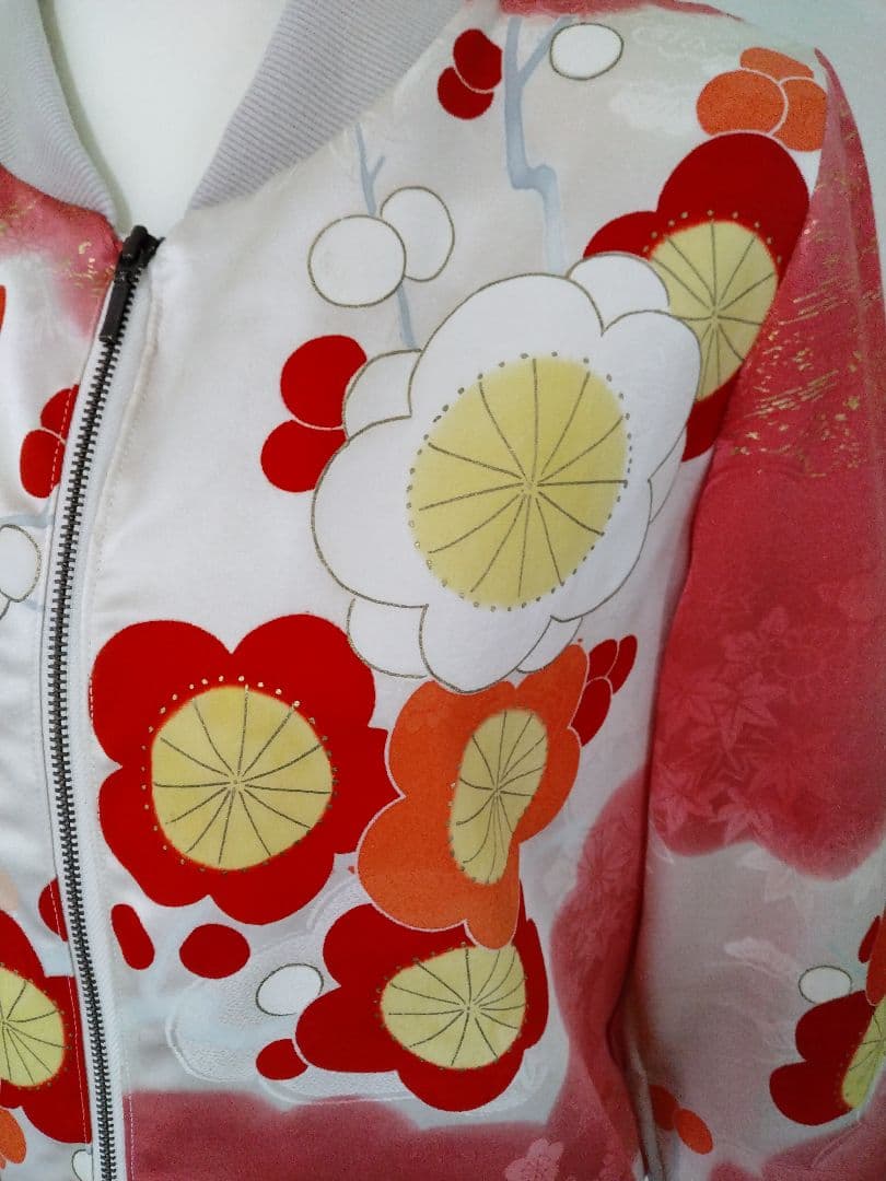 着物リメイク 振袖ブルゾン LL