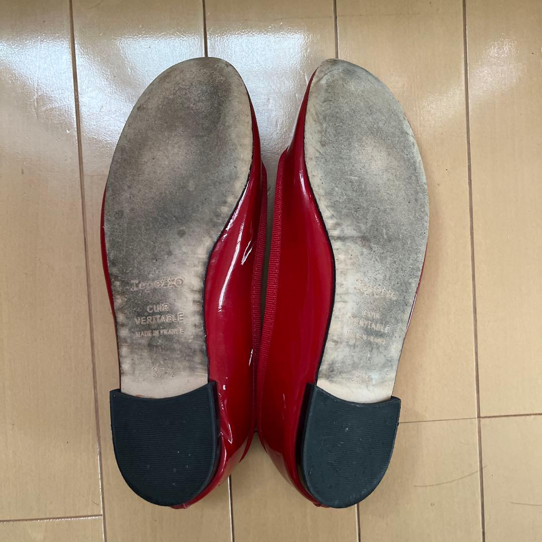 レペット　バレエシューズ　ラウンドトゥ　エナメル　リボン　赤 23.5 極美品