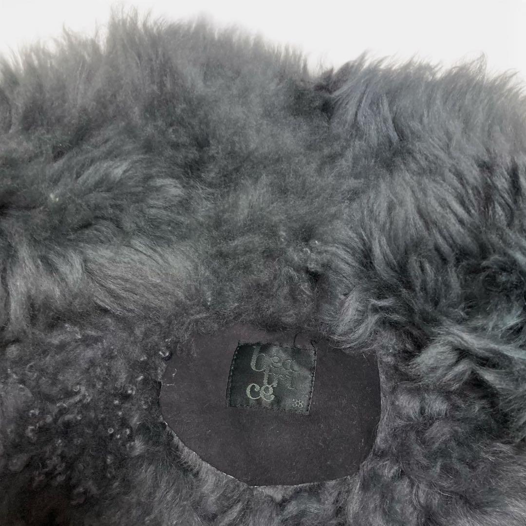 ゴージャス★リアルムートン ベスト ダブルジップ 羊革 ラムファー ダークグレー