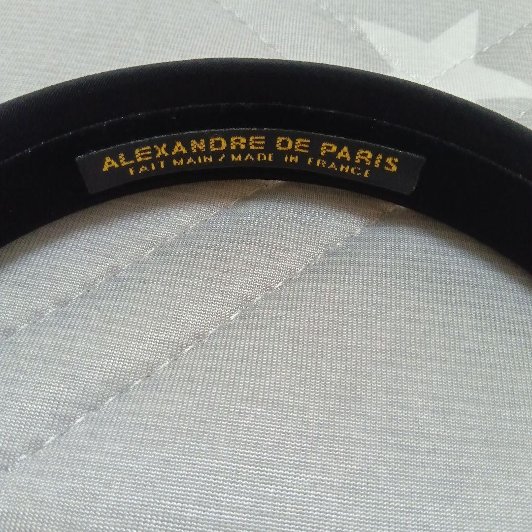 アレクサンドル ドゥ パリ　カチューシャ　サテン　ブラック（幅2.5cm）