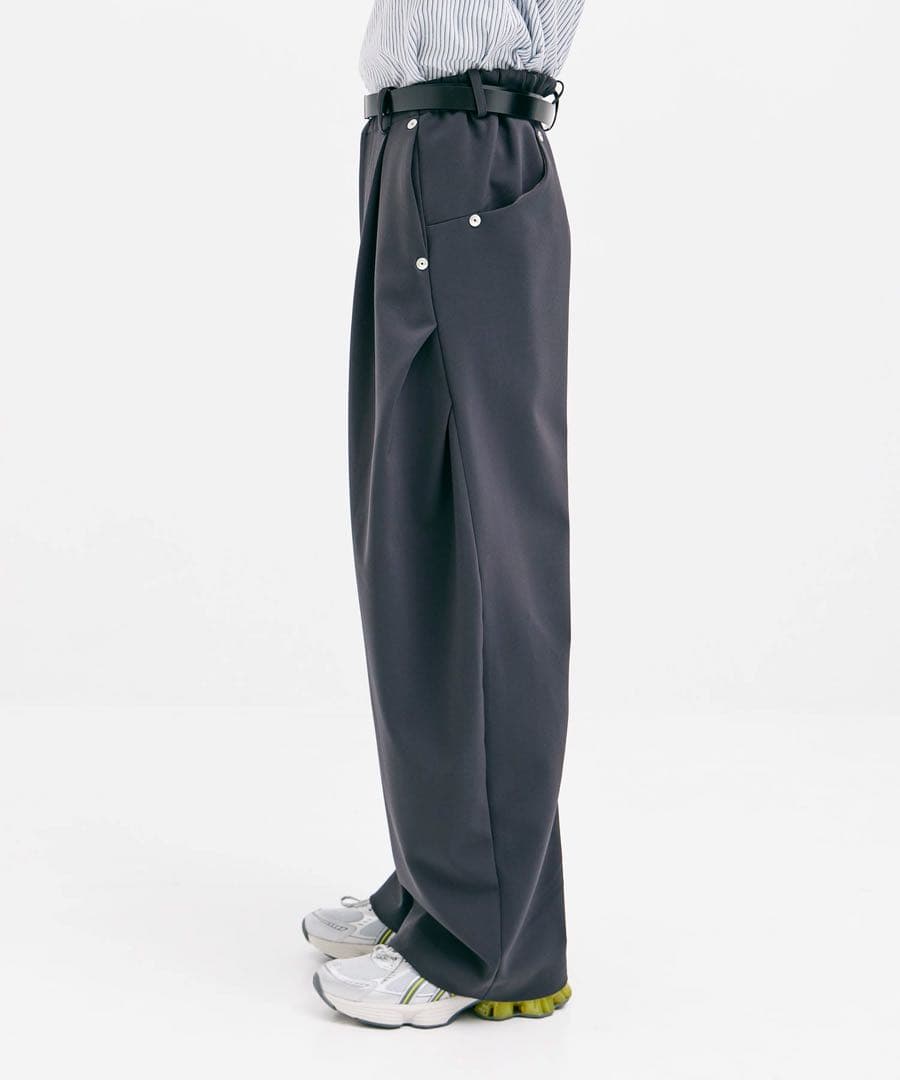 CONZ スラックス カーブレッグトラウザー ダブルクロス ダークグレー M