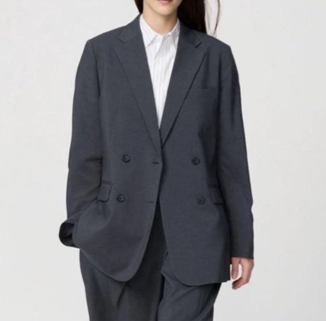 UNIQLO C: 感動ダブルジャケット リラックスフィット ダークグレー L