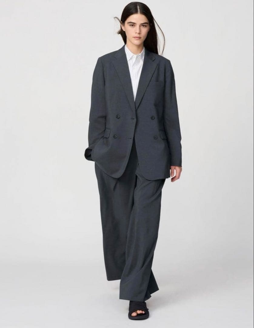 UNIQLO C: 感動ダブルジャケット リラックスフィット ダークグレー L