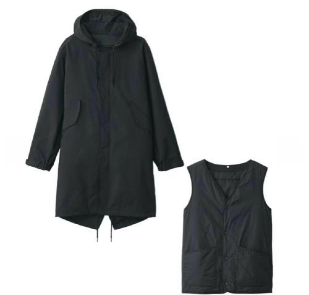 MUJI Labo ライナー付きモッズコート M黒