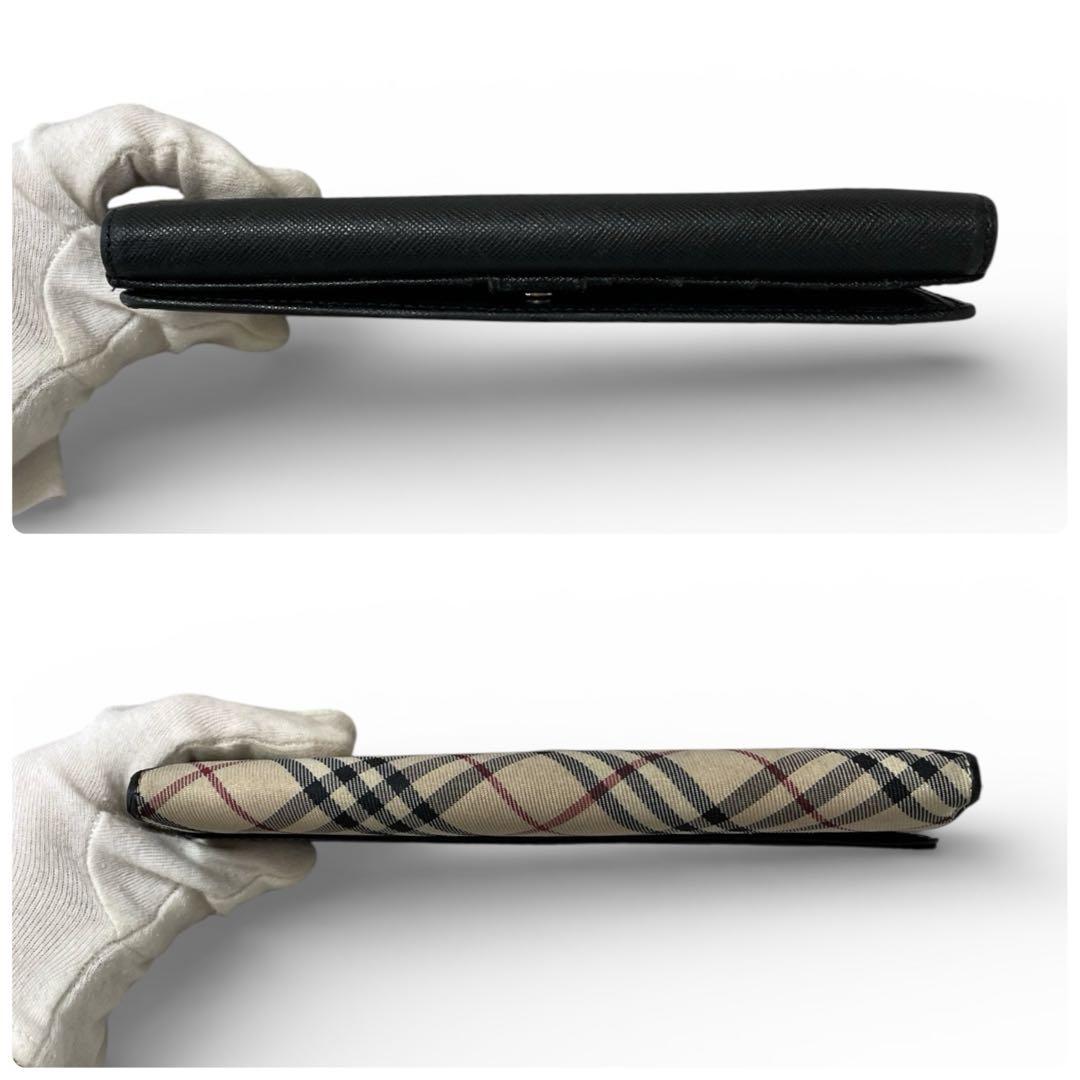 【美品】BURBERRY バーバリー　長財布　ノバチェック　ブラック　レザー　黒