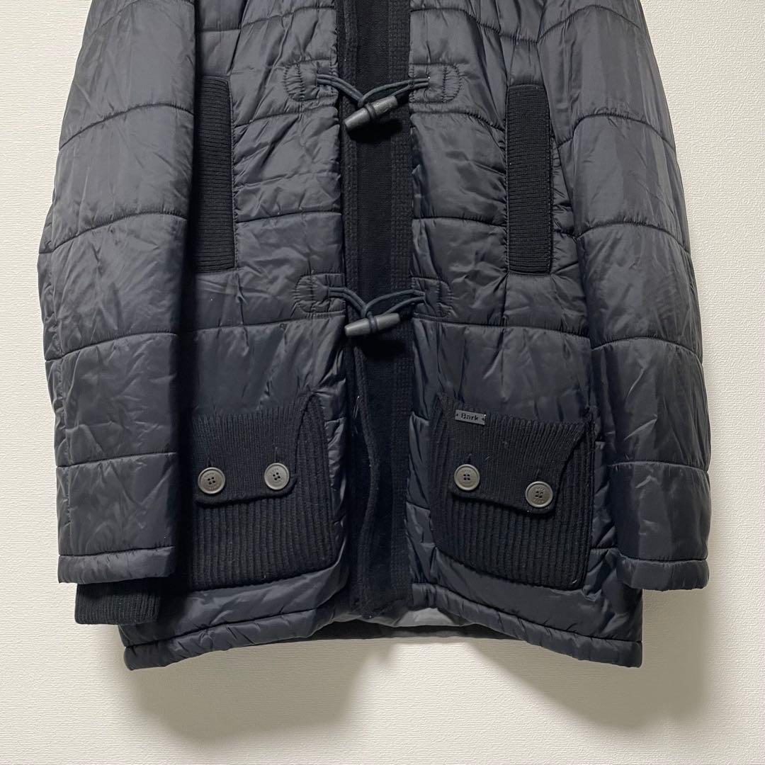 Bark バーク ショートダッフルコート 異素材切替 Thermore ブラック