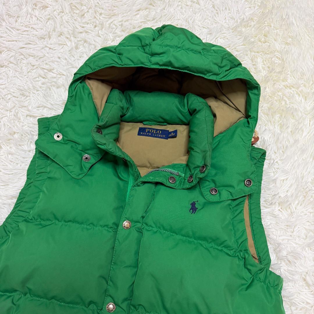 POLO RALPH LAUREN ダウンベスト フード付き グリーン M