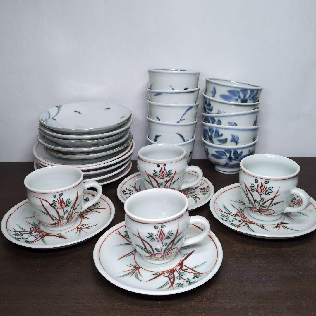 N*I様 広永窯(坪島土平) 食器セット＆在銘 呉須赤絵 カップ＆ソーサー 4客